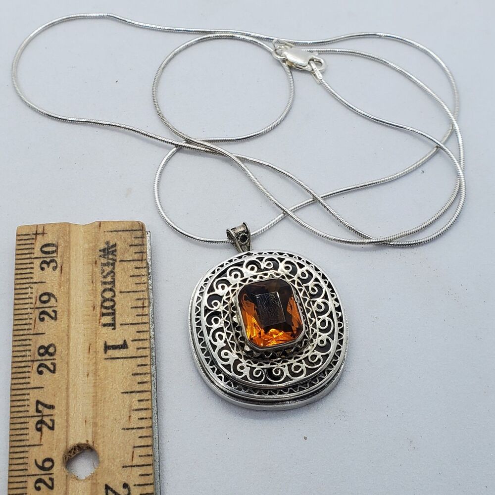 Sterling Silver and Glass Converted Pendant Isreal 24" Necklace